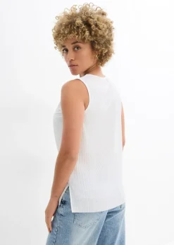 bonprix bonprix Blusa de poliéster reciclado Blanco lana