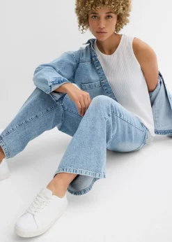 bonprix bonprix Blusa de poliéster reciclado Blanco lana