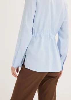 bonprix bonprix Blusa de popelín con pliegues azul pálido Clearance