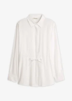 bonprix bonprix Blusa de popelín con pliegues Blanco Best