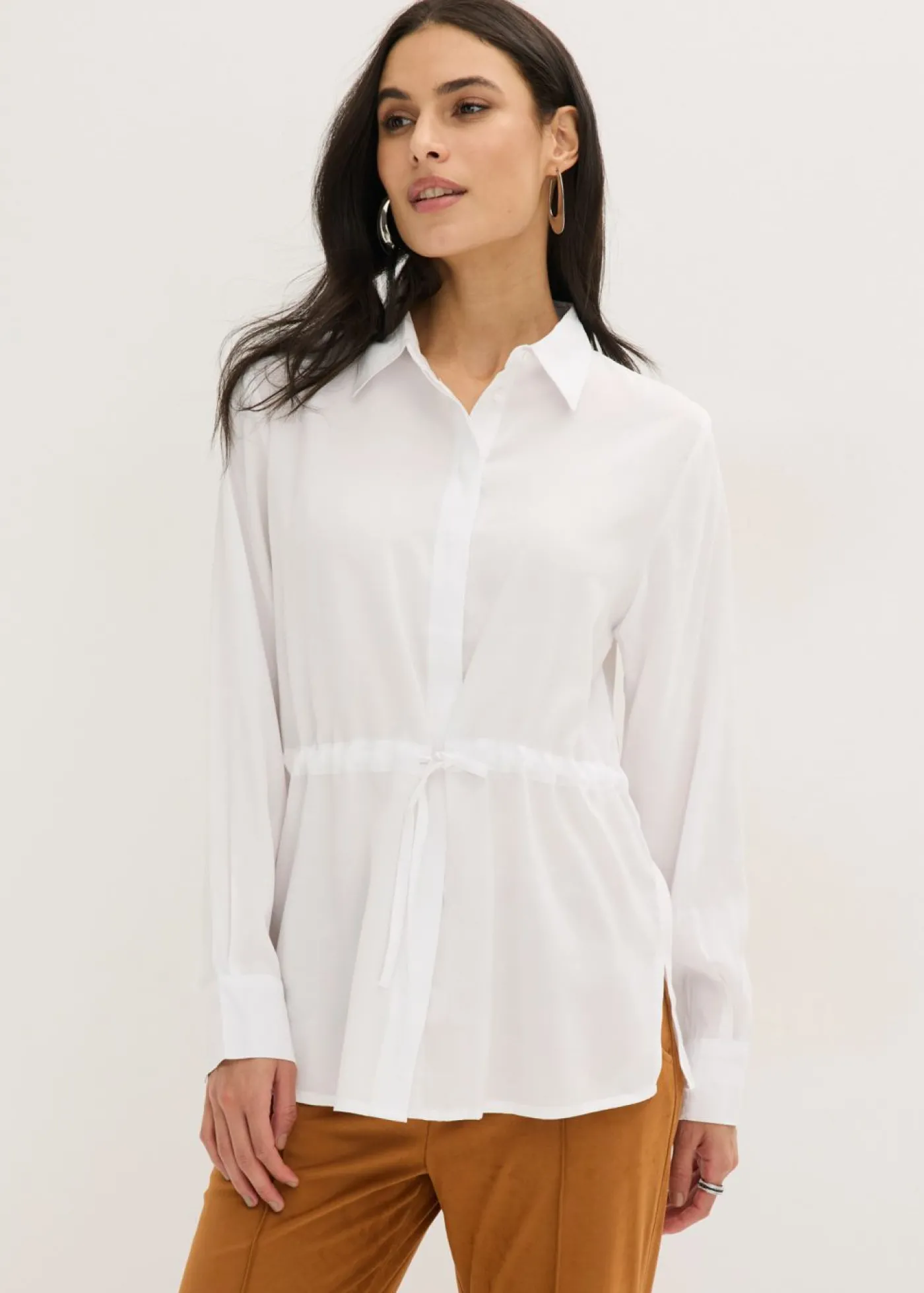 bonprix bonprix Blusa de popelín con pliegues Blanco Best