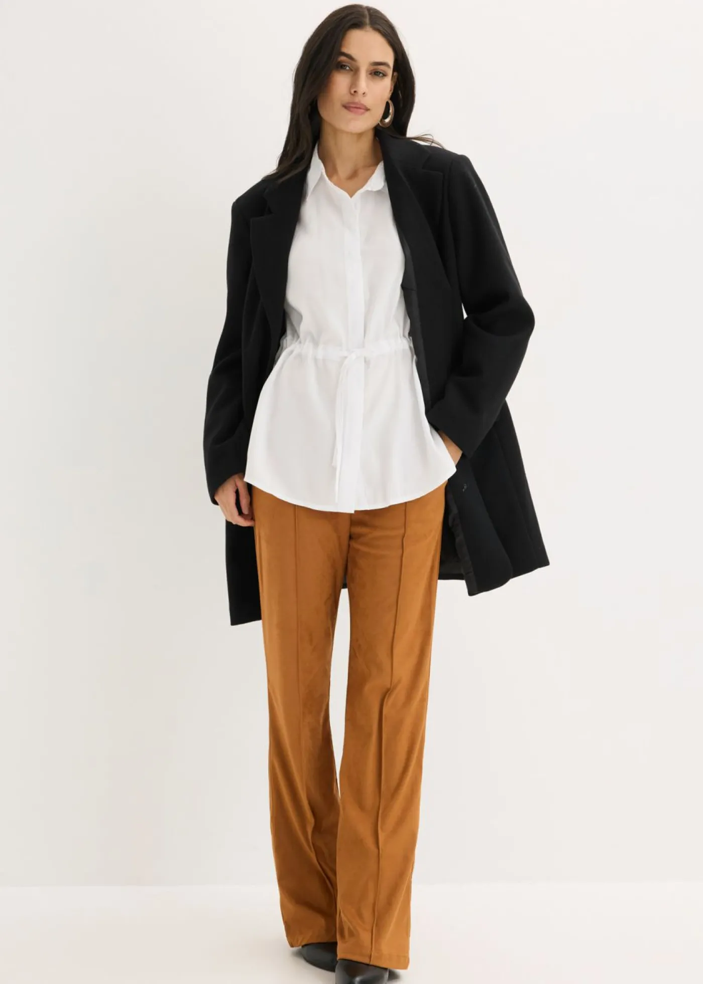 bonprix bonprix Blusa de popelín con pliegues Blanco Best