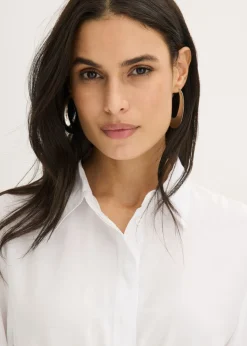 bonprix bonprix Blusa de popelín con pliegues Blanco Best
