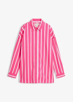 bonprix bonprix Blusa de popelín de algodón pink lady-blanco-azul pálido rayas verticales Discount