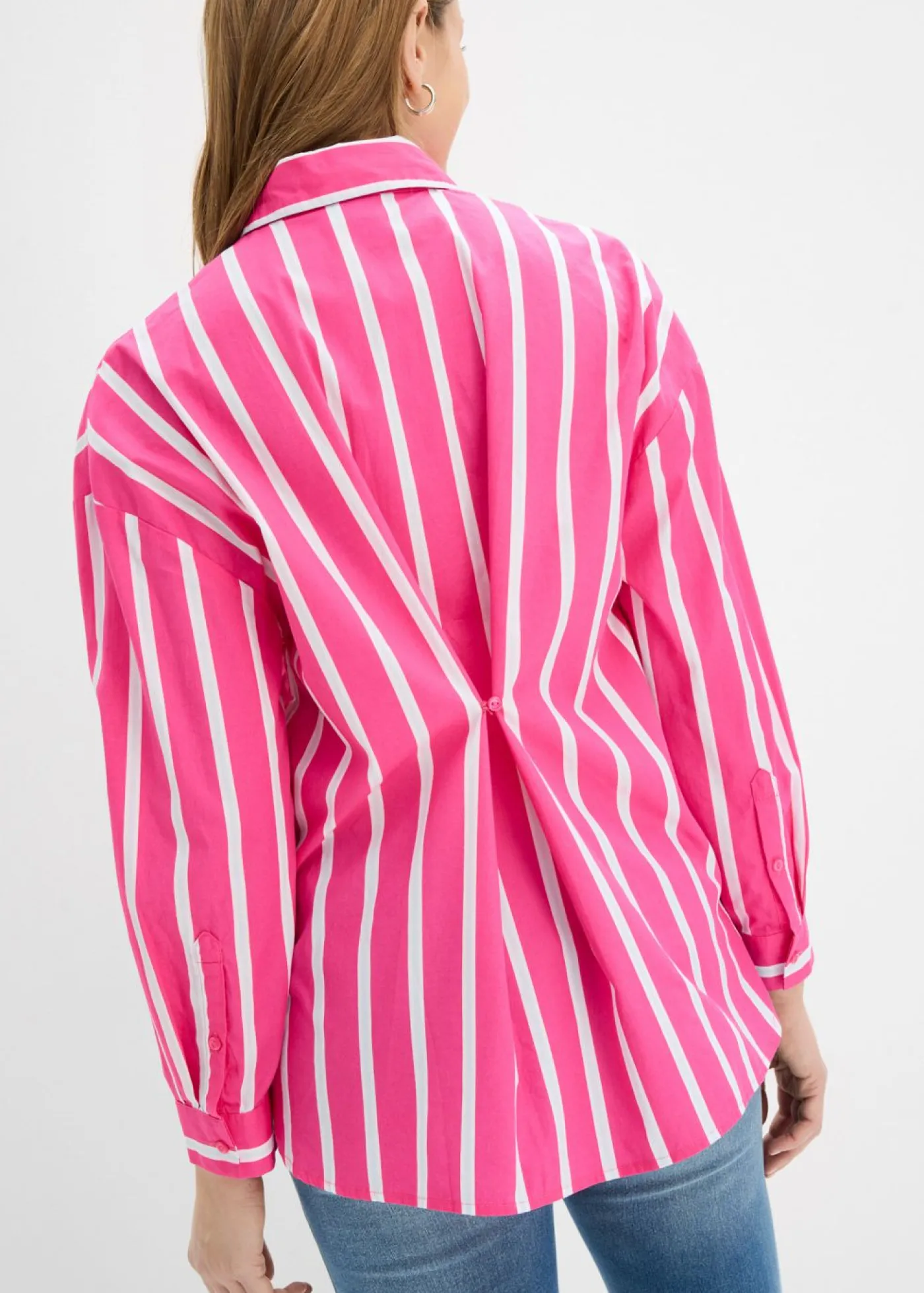 bonprix bonprix Blusa de popelín de algodón pink lady-blanco-azul pálido rayas verticales Discount