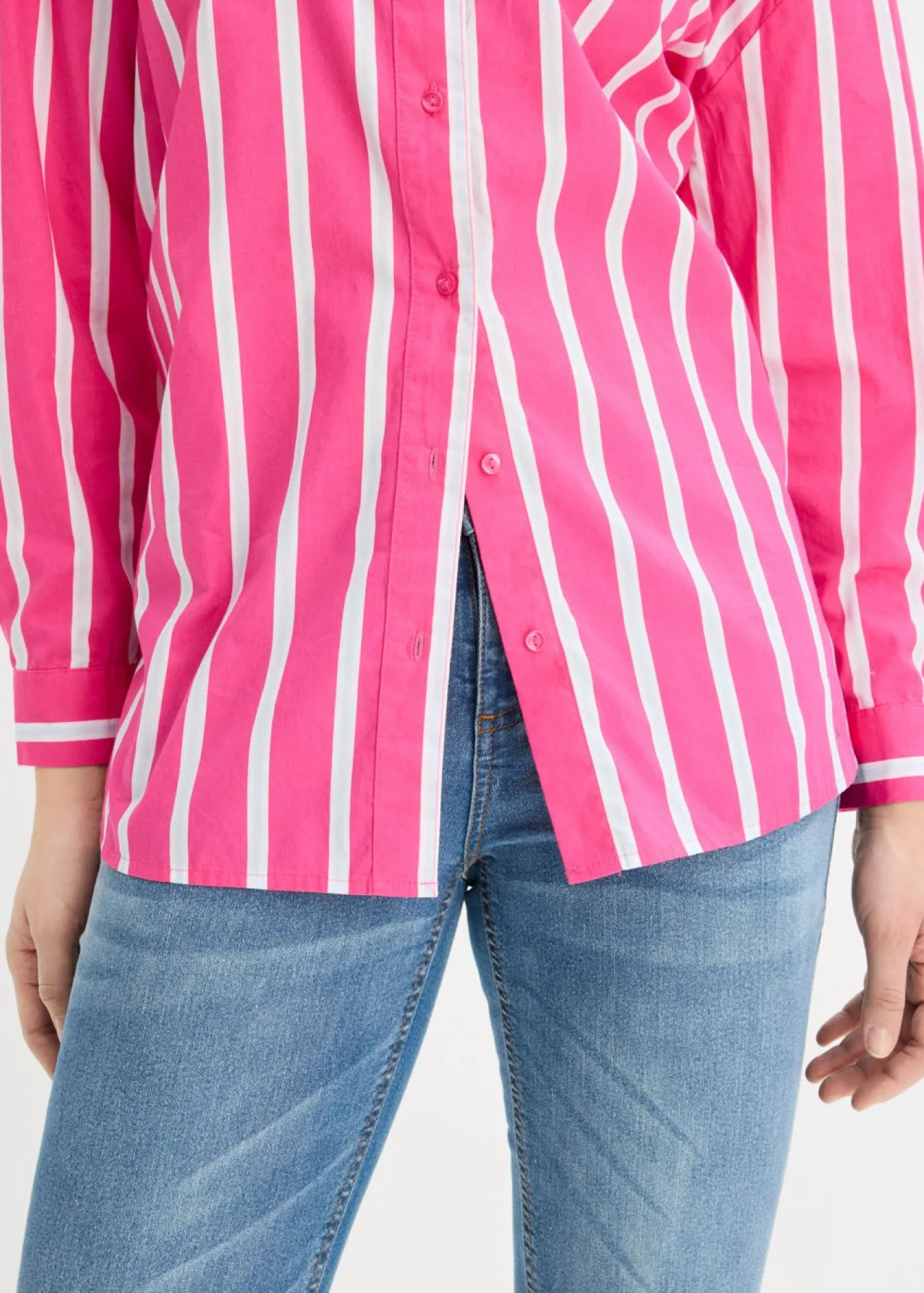 bonprix bonprix Blusa de popelín de algodón pink lady-blanco-azul pálido rayas verticales Discount