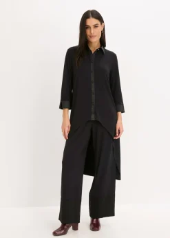 bonprix bonprix Blusa de punto con ribetes de satén Negro New