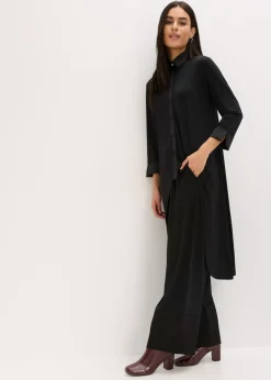 bonprix bonprix Blusa de punto con ribetes de satén Negro New