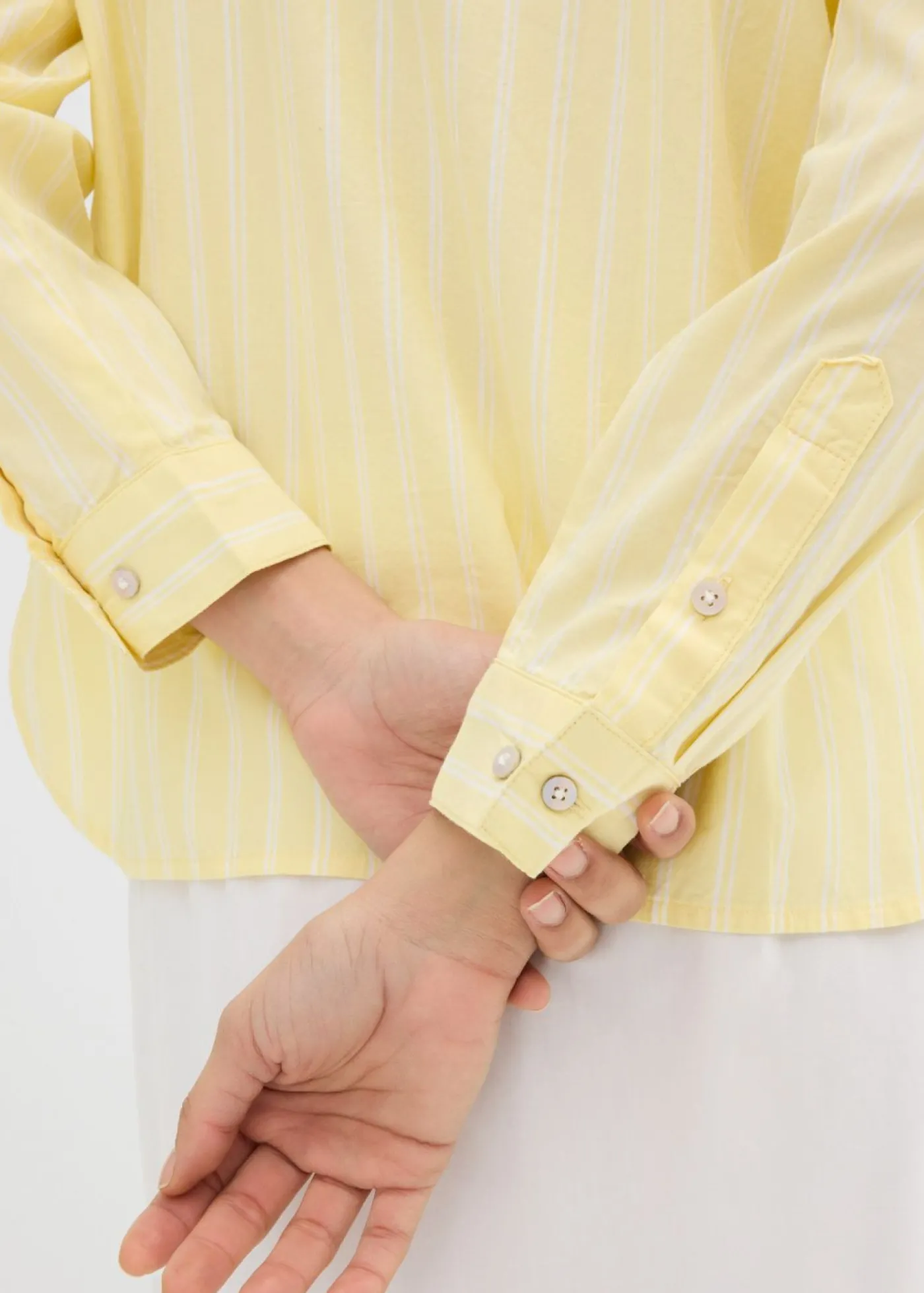 bonprix bonprix Blusa de rayas de algodón orgánico puro blanco-amarillo claro rayas verticales