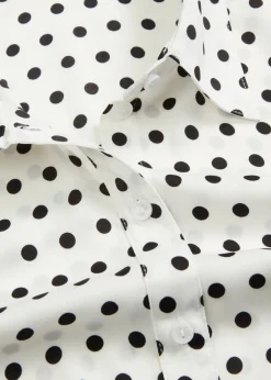 bonprix bonprix Blusa de satén fino blanco-negro, de lunares Outlet