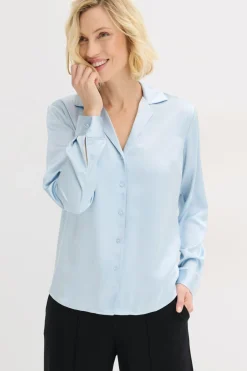 bonprix bonprix Blusa de satén fino azul pálido Outlet
