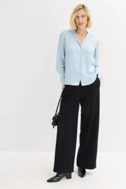 bonprix bonprix Blusa de satén fino azul pálido Outlet