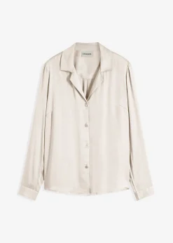 bonprix bonprix Blusa de satén fino Arena claro New