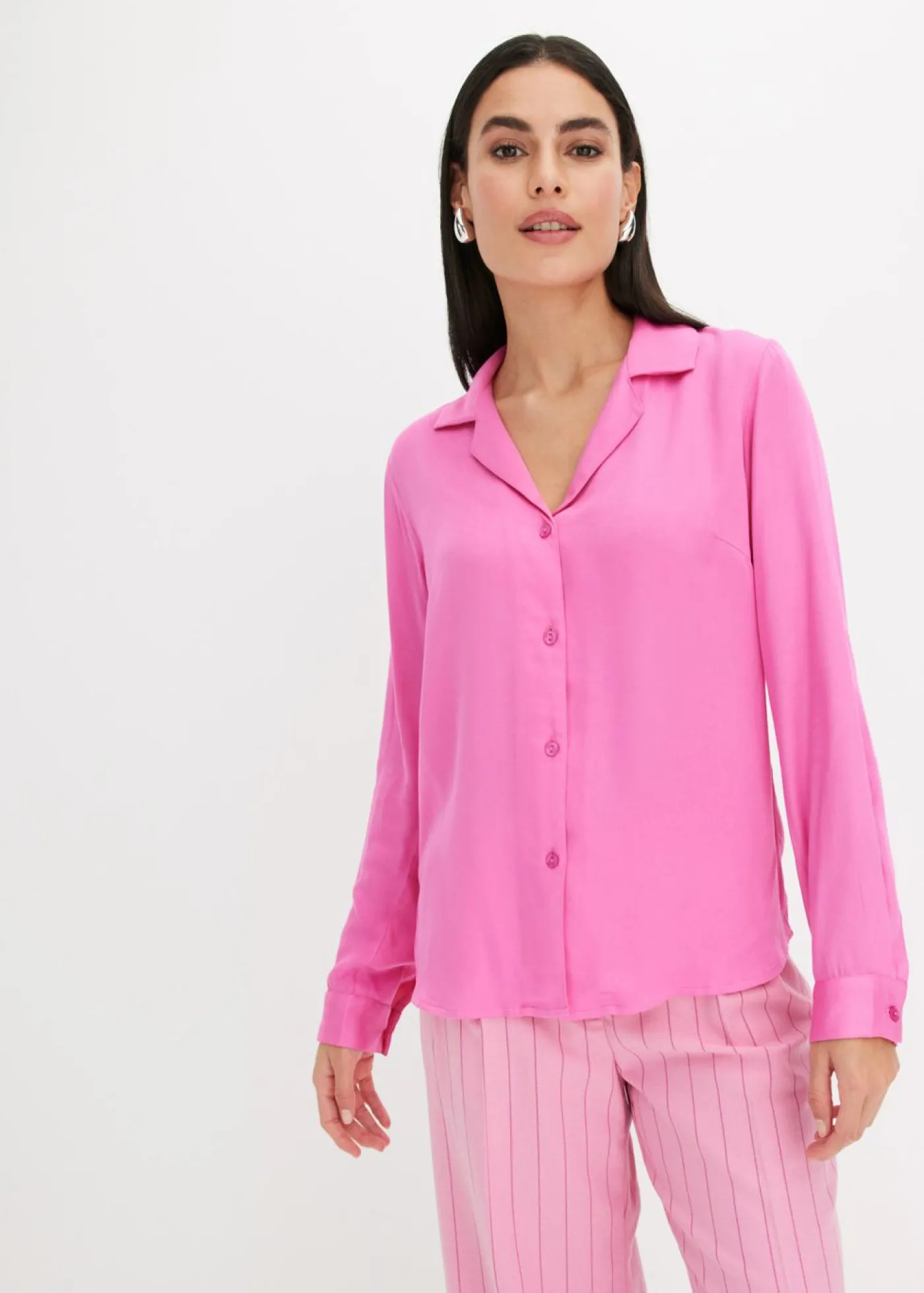 bonprix bonprix Blusa de satén fino Fucsia claro Sale