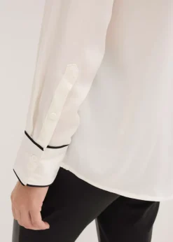 bonprix bonprix Blusa de satén fluido Blanco lana-negro Hot