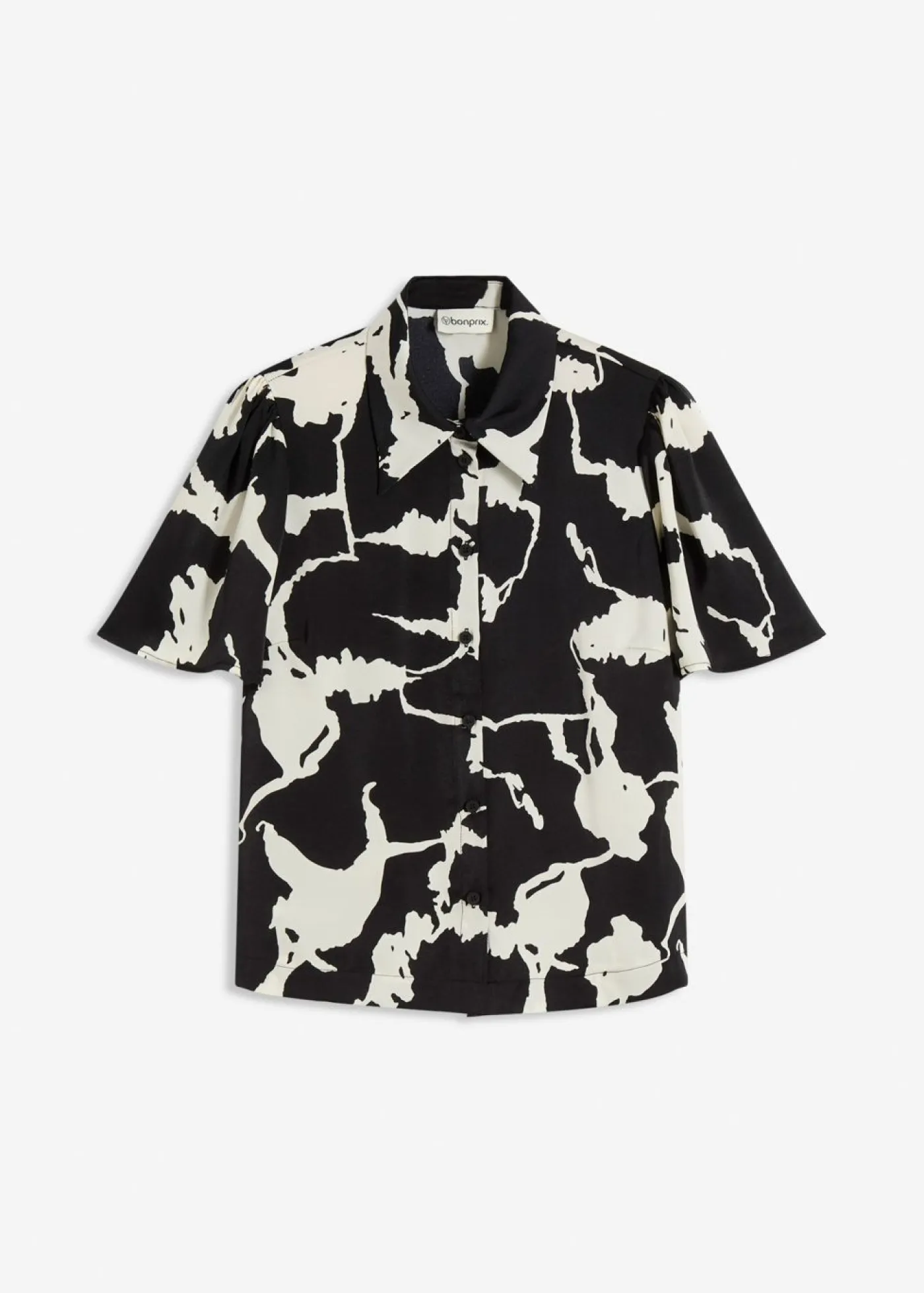 bonprix bonprix Blusa de satén fluido Negro-blanco Hot