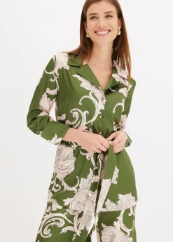 bonprix bonprix Blusa de satén fluido Verde de flores Hot