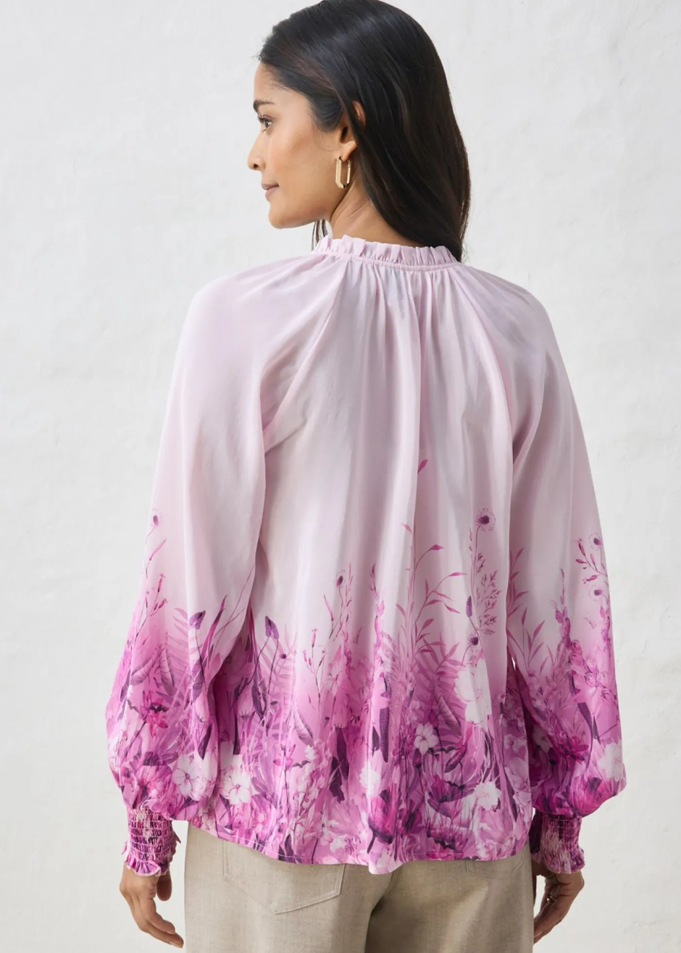 bonprix bonprix Blusa de seda Rosa/orquídea claro de flores