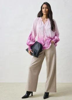 bonprix bonprix Blusa de seda Rosa/orquídea claro de flores