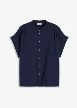 bonprix bonprix Blusa de suave mezcla de viscosa Azul marino Discount