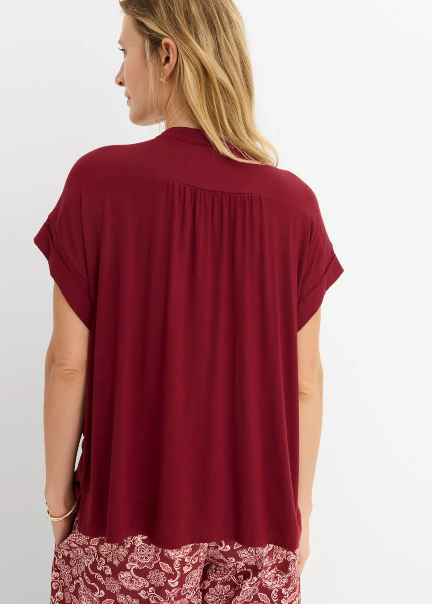 bonprix bonprix Blusa de suave mezcla de viscosa Rojo rubí Outlet