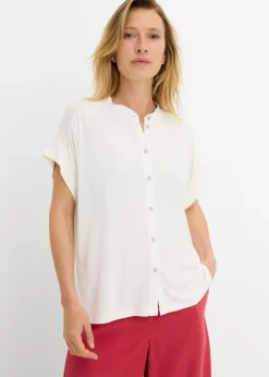 bonprix bonprix Blusa de suave mezcla de viscosa Blanco lana New