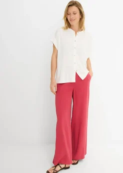 bonprix bonprix Blusa de suave mezcla de viscosa Blanco lana New