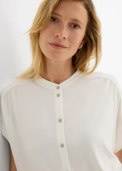 bonprix bonprix Blusa de suave mezcla de viscosa Blanco lana New