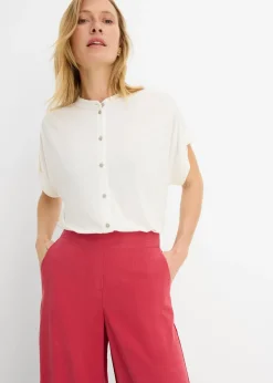 bonprix bonprix Blusa de suave mezcla de viscosa Blanco lana New