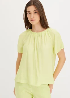 bonprix bonprix Blusa de tejido arrugado estructurado Verde menta Outlet