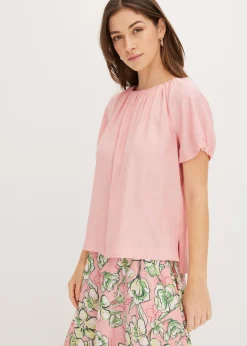 bonprix bonprix Blusa de tejido arrugado estructurado rosa pálido Discount