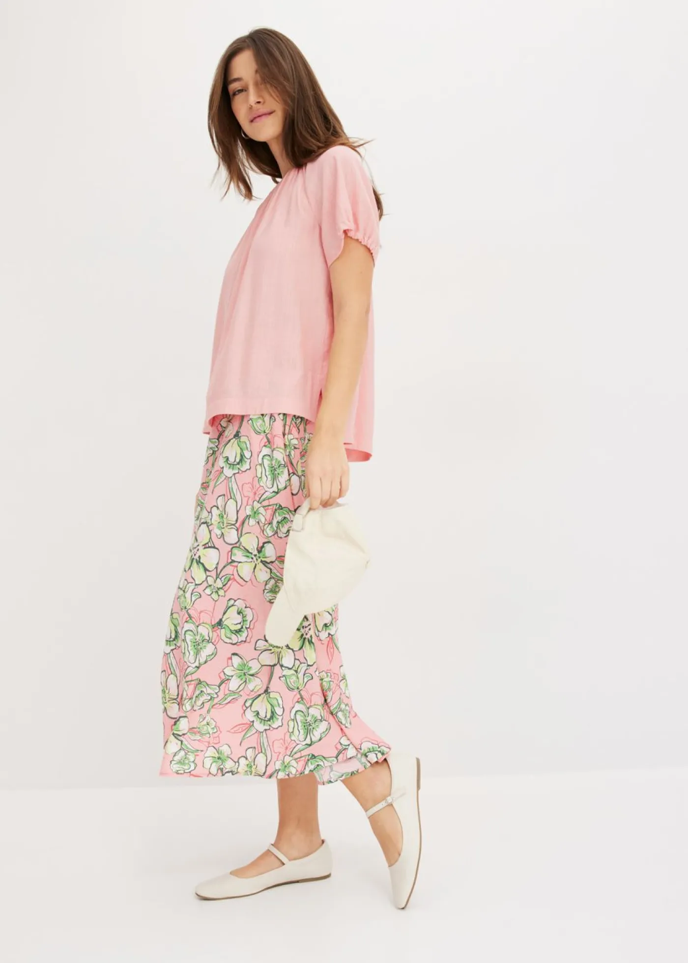 bonprix bonprix Blusa de tejido arrugado estructurado rosa pálido Discount