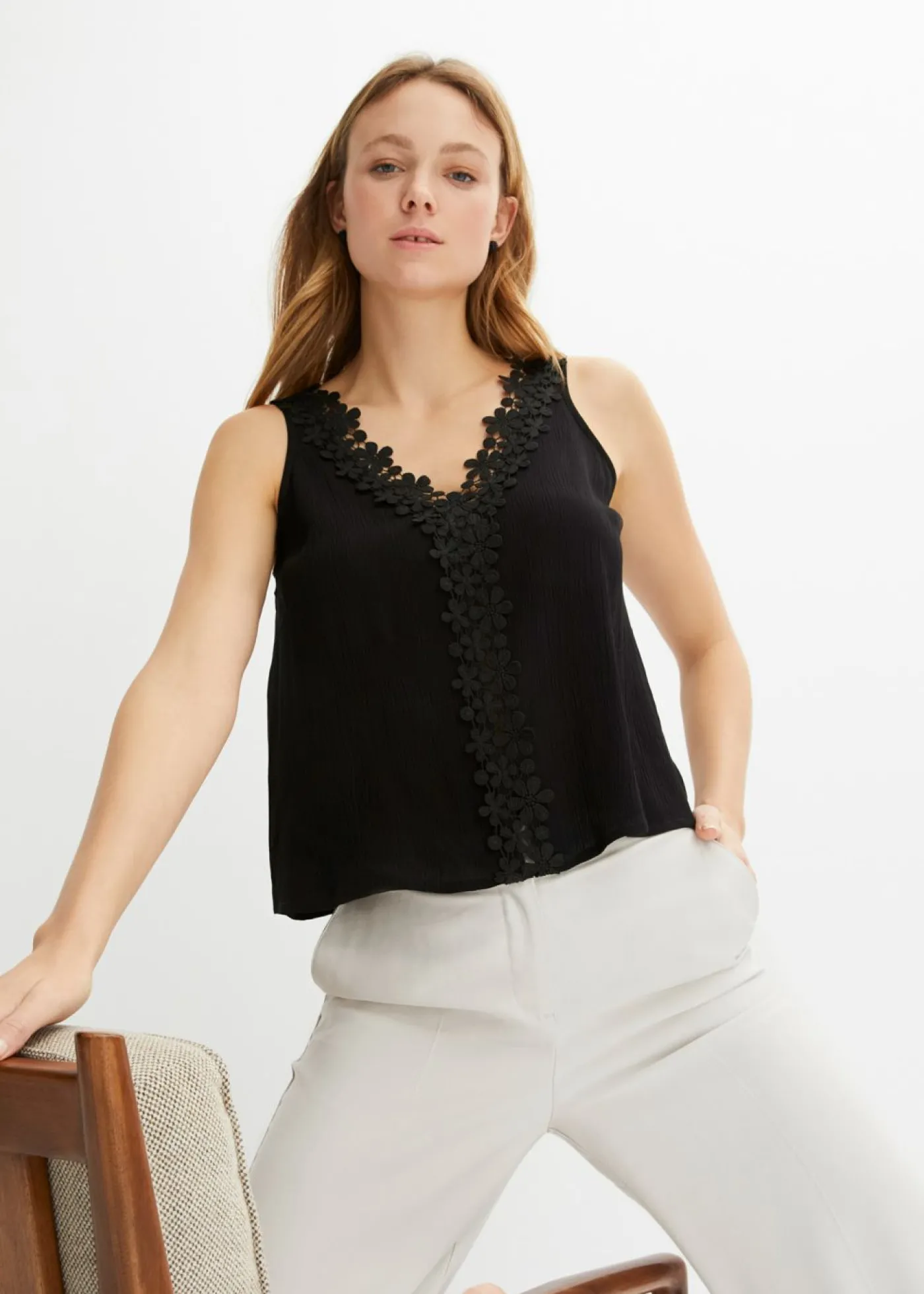 bonprix bonprix Blusa de tejido arrugado estructurado Rojo rubí Best