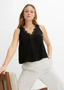 bonprix bonprix Blusa de tejido arrugado estructurado Azul marino Online