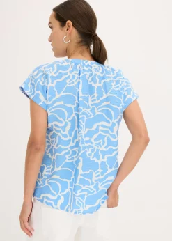 bonprix bonprix Blusa de túnica estampada Azul-blanco Sale