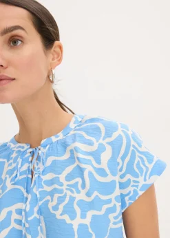 bonprix bonprix Blusa de túnica estampada Azul-blanco Sale