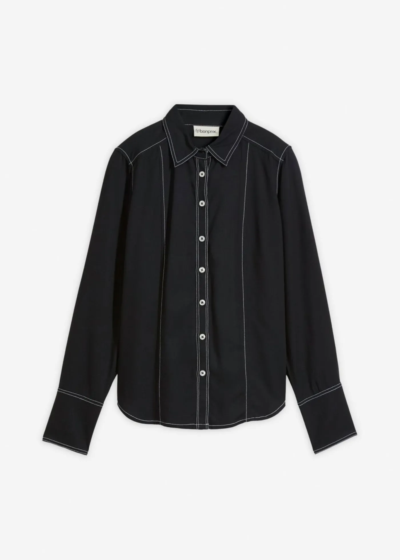 bonprix bonprix Blusa de viscosa Negro-blanco lana