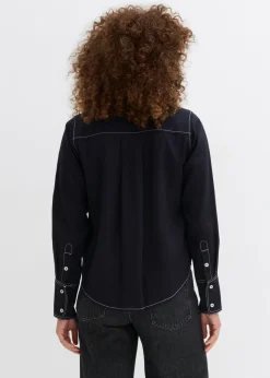 bonprix bonprix Blusa de viscosa Negro-blanco lana