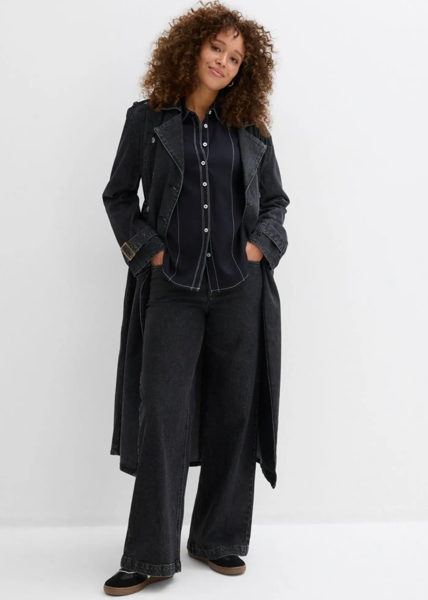 bonprix bonprix Blusa de viscosa Negro-blanco lana