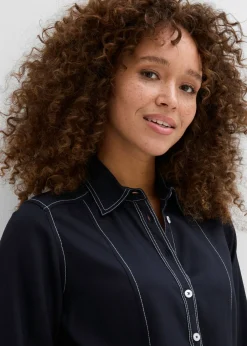 bonprix bonprix Blusa de viscosa Negro-blanco lana