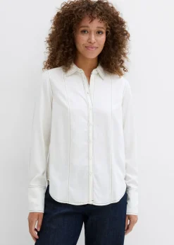 bonprix bonprix Blusa de viscosa Blanco lana-negro Sale