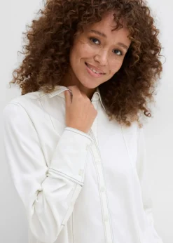 bonprix bonprix Blusa de viscosa Blanco lana-negro Sale