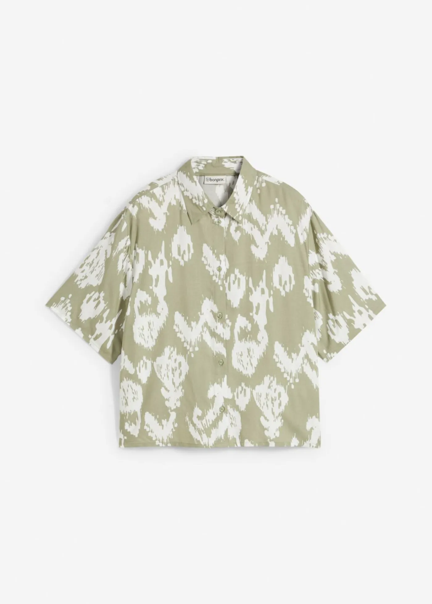 bonprix bonprix Blusa de viscosa con estampado étnico verde alga-blanco lana Clearance