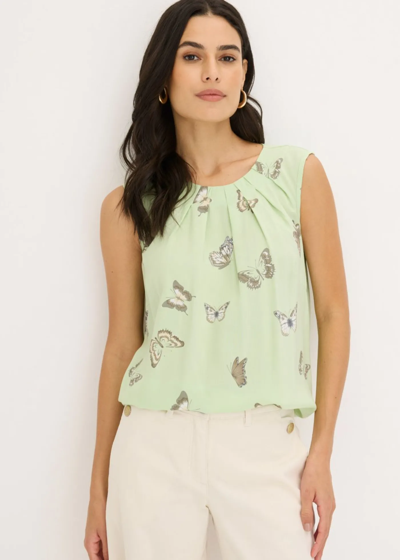 bonprix bonprix Blusa de viscosa fluida Salvia suave estampado New