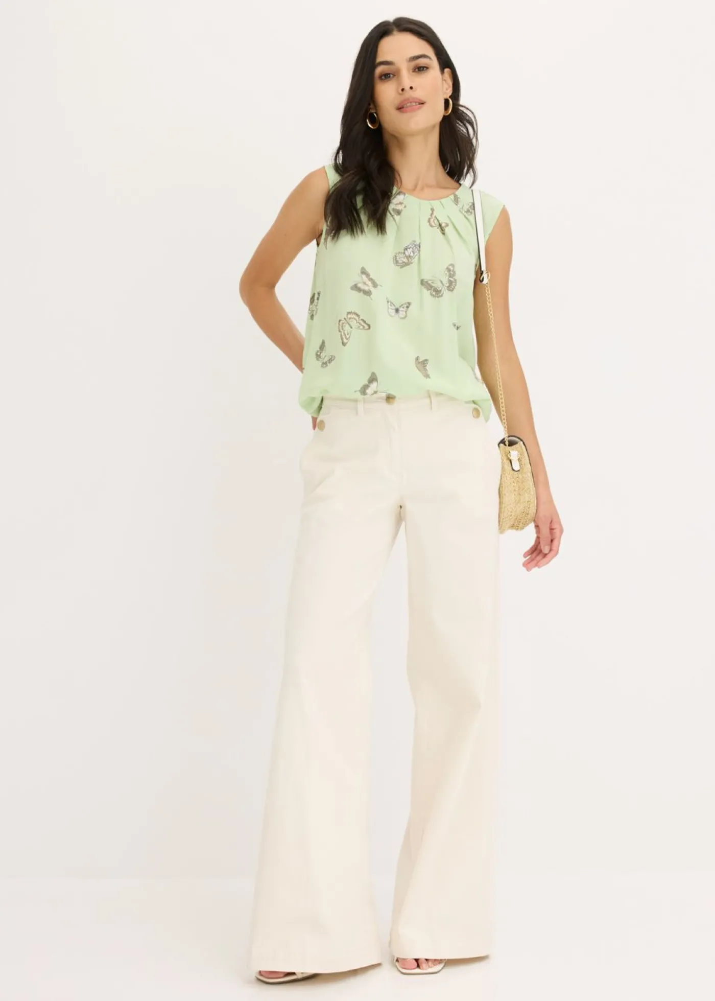 bonprix bonprix Blusa de viscosa fluida Salvia suave estampado New