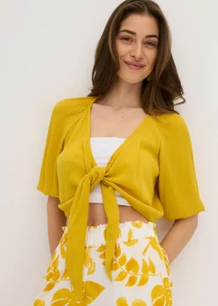 bonprix bonprix Blusa de viscosa fluida curry limón Online