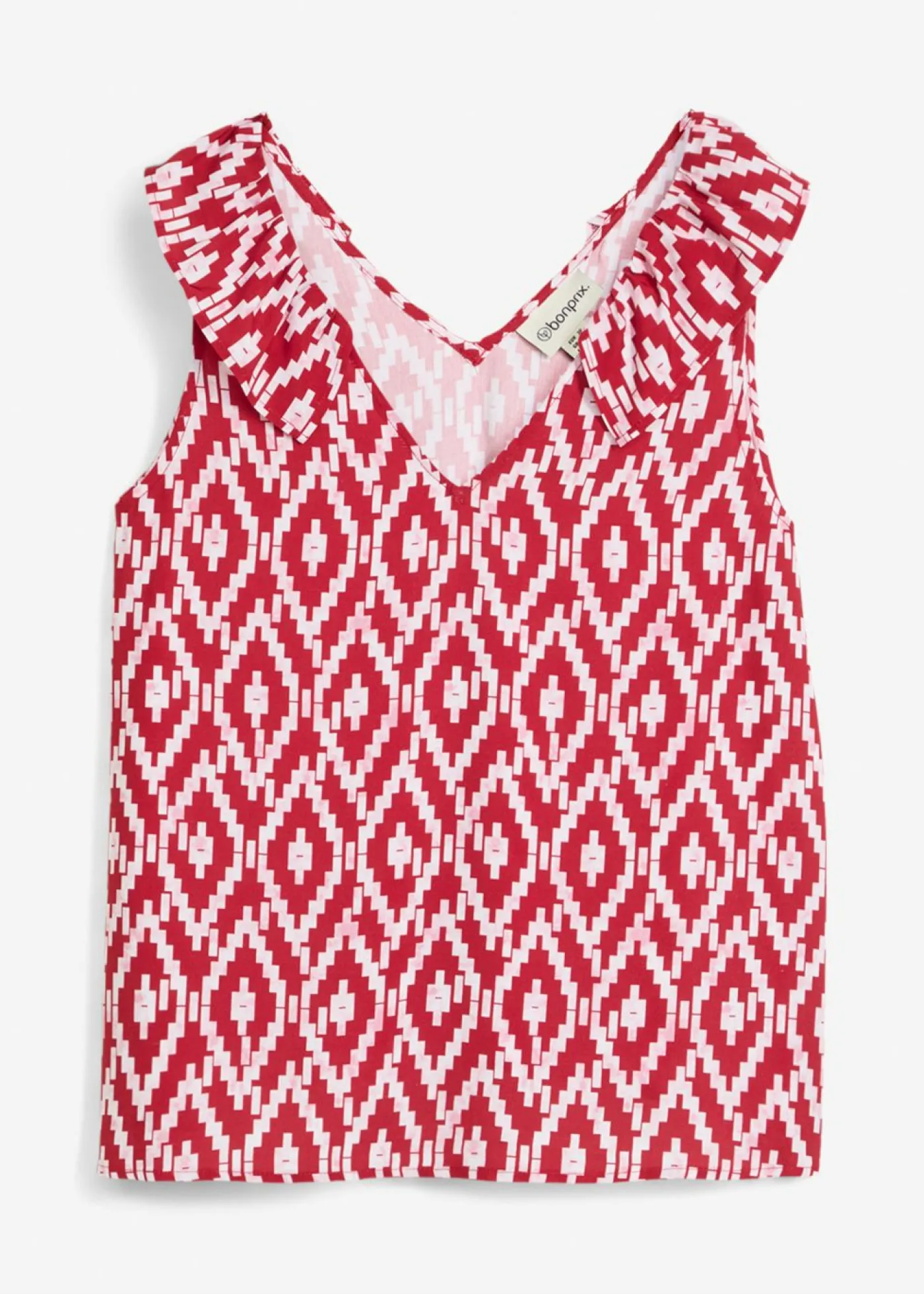 bonprix bonprix Blusa de viscosa fluida Rojo/rosa ahumado/rojo/blanco con estampado gráfico Online