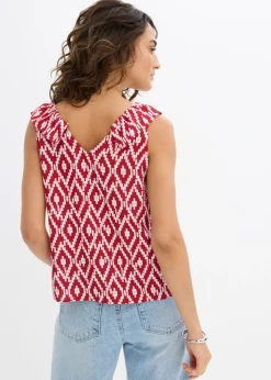 bonprix bonprix Blusa de viscosa fluida Rojo/rosa ahumado/rojo/blanco con estampado gráfico Online