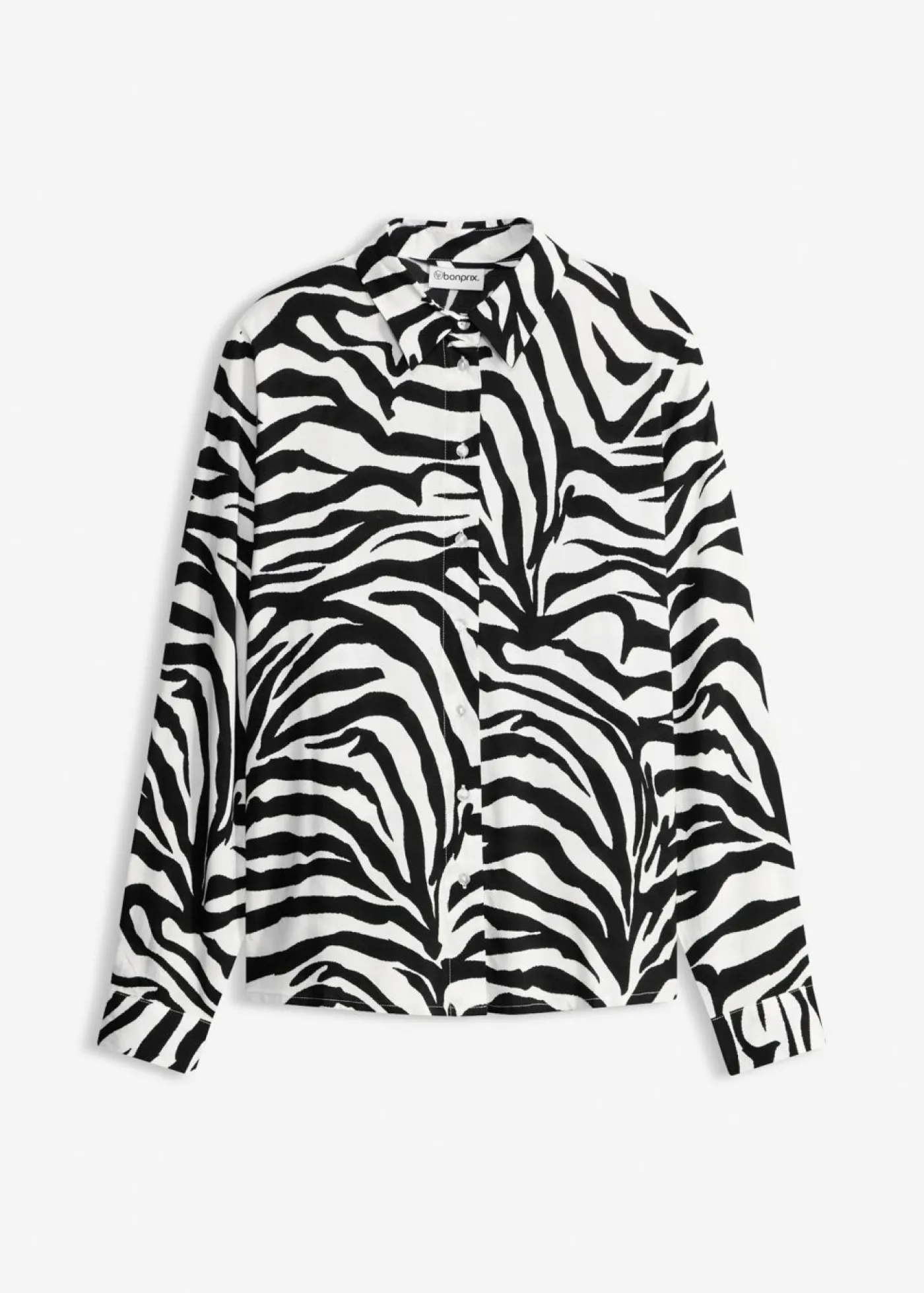 bonprix bonprix Blusa de viscosa fluida estampado cebra negro-blanco. Sale