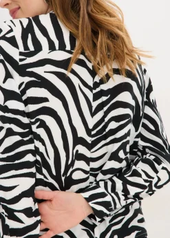 bonprix bonprix Blusa de viscosa fluida estampado cebra negro-blanco. Sale